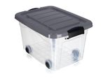 Contenitore In Plastica Kadax Con Rotelle, Box Di Stoccaggio, Box Di Stoccaggio Con Coperchio Grigio, 20L