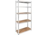 Elegante Scaffale In Metallo Con 5 Ripiani Soluzione Di Stoccaggio Robusta 180 Cm X 90 Cm X 40 Cm Argento