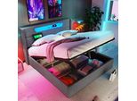 Letto Imbottito Sweiko 160X200Cm Letto Matrimoniale A Led Con Funzione Di Ricarica Usb Tipo C, Letto Contenitore Struttura Del Letto In Materiale Di Lino Letto Per Ragazzi (Senza Materasso)