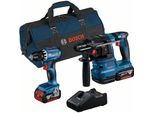 Bosch Professional 0615A50038 Bosch Professional Gsr 18V-45 + Gbh 18V-22 Akku-Bohrhammer-Set 18,0 V, Mit 2 Akkus