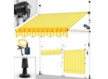Tillvex Tenda A Morsetto 150 Cm Giallo/Bianco Con Led Solare Con Manovella Balcone | Tenda Da Balcone Senza Foratura | Tenda Resistente Ai Raggi Uv E Regolabile In Altezza | Protezione Solare Impermeabile