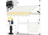 Tillvex Tenda A Morsetto 400 Cm Beige Con Led Solare Con Manovella Balcone | Tenda Da Balcone Senza Foratura | Tenda Resistente Ai Raggi Uv E Regolabile In Altezza | Protezione Solare Impermeabile