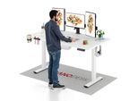 Sanodesk Scrivania Regolabile In Altezza 160X60Cm Elettrica Con 4 Funzioni Di Memoria, Protezione Anticollisione, Portata 70Kg, Con Gancio E Contenitore (Bianco)