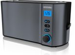 Tostapane Arendo, 2 Fessure Lunghe, Per 4 Fette, 1500 W, Fessura Lunga, Attacco Per Panini, Involucro Termoisolante, Display, Grigio