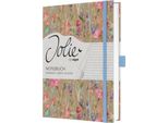 Sigel JN853 Quaderno Jolie Pure Wildflowers A5 A Righe, Copertina Rigida Marrone/Rosa/Blu/Viola 192 Pagine