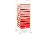 Carrello Costway Con 10 Cassetti Impilabili, Carrello Bagno, Scaffale Bagno Gradazione Rosa