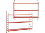 Scaffale A Muro Modulare 'SträNgnäS' Set Di 2 In Acciaio 50 X 60 X 15 Cm Rosso