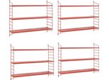 Set Di 4 Mensole A Muro Modulari 'SträNgnäS' In Acciaio 50 X 60 X 15 Cm Rosso