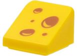 Lego: 100X Mattoncini Inclinati/Pendenza In Giallo, Con Motivo A Formaggio