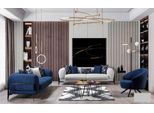 Set Di Divani 3+3+1 Posti A Sedere In Pelle Divano Moderno Poltrona Blu Set Di Divani 3 Pezzi Nuovo