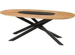 MASSIVMOEBEL24 | Tavolo Da Pranzo In Legno Di Acacia 240X100X76 Laccato Naturale Gambe Mikado Rotonde