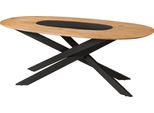 MASSIVMOEBEL24 | Tavolo Da Pranzo In Legno Di Acacia 200X100X76 Laccato Naturale Gambe Mikado Quadrate
