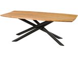 MASSIVMOEBEL24 | Tavolo Da Pranzo In Legno Di Acacia 240X100X77 Laccato Naturale Gambe Mikado Rotonde