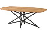 MASSIVMOEBEL24 | Tavolo Da Pranzo In Legno Di Acacia 200X100X76 Laccato Naturale Gambe Incrociate