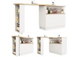Abrihome Tavolo Da Bar Allungabile Tavolo Da Sala Da Pranzo Girevole A 360° Con Armadio Bancone Da Cucina - 90X45X103Cm, Bianco