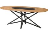 MASSIVMOEBEL24 | Tavolo Da Pranzo In Legno Di Acacia 240X100X76 Laccato Naturale Gambe Incrociate