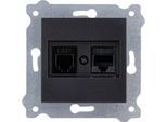 Presa Per Computer + Telefono Cat.6 Nero Metallizzato 256/14E Exen
