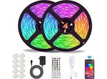 Striscia Led Aled Light Bluetooth, 10 M (2 X 5 M) 32,8 Piedi, Impermeabile IP65, Strisce Rgb 5050 Smart Controller, Telecomando A 40 Pulsanti, Alimentazione A 12 V