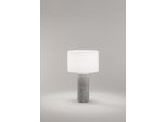 Perenz Lampada Da Appoggio In Vetroceramica, Colore Grigio Con Paralume In Tessuto, Diametro 32 Cm Altezza 53 Cm Lampadina 1Xe27 Max. 60W Non Inclusa