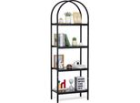 Libreria Rustica In Metallo, Sistema Di Scaffalatura A 4 Livelli Da Terra, Design Robusto Per Soggiorno, Camera Da Letto E Ufficio, Soluzione Salvaspazio