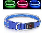 Collare Luminoso Per Cani Ricaricabile Via Usb, Collare Luminoso A Led Per Cani Di Taglia Medio-Grande, Sicurezza Notturna, Blu M