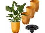 Set Di 3 Vasi Da Fiori Lamela | Mira | Eco | Arancione | 25 Cm