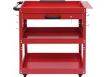 Carrello Portautensili, Design A 3 Livelli, Struttura In Acciaio Resistente, Rosso