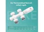 Emke Termostato Per Radiatori Set Multiblocco Raccordo Con Termostato Per Radiatori Diritti φ16Xg1/2" E φ15Xg1/2"" Bianco"