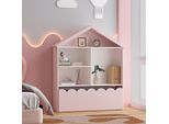 Scaffale Per Bambini 'Vestnes' Effetto Casa Con Cassetto A Onde 114 X 91 X 30 Cm Zucchero Filato / Bianco