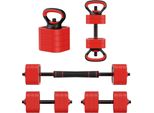 Joroto 10KG/30KG Set Di Manubri Regolabili 4 In 1 Manubri, Bilanciere, Kettlebell E Maniglie Per Push-Up Con Sabbia Di Ferro, Impugnatura Antiscivolo,