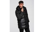 Giacca Da Uomo Trapuntata Ombre In Materiale Misto Con Cappuccio Nero Xl