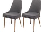 Set Di 2 Sedie Per Sala Da Pranzo HWC-O27, Sedia Da Cucina Imbottita, Tessuto/Tessuto (280G/M²) Metallo ~ Grigio Scuro
