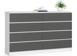 Akord Cassettiera 8 Cassetti Bianco/Grigio Grafite 160X40X99 Cm
