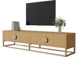 Mobile Tv Sweiko 180 Cm Con Venature Del Legno - Mobile Moderno Per Sala Da Pranzo, 4 Ante, Maniglie Semicircolari