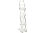 Portadepliant - Portariviste Pieghevole - Formato A4 - 4 Scomparti - Portatile - Struttura In Ferro - 36×27×132 Cm - Bianco