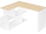 Scrivania Ad Angolo - Scrivania Per Computer/Gioco - A Forma Di L - 120×100×77 Cm - Con Vani Portaoggetti - Materiale A Base Di Legno - Bianco E Rovere Chiaro