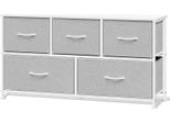 Cassettiera/Seduta - Contenitore Con 5 Cassetti - Cassetti In Tessuto, Struttura In Metallo - 100 X 54 X 30 Cm - Portata 40 Kg - Grigio Chiaro