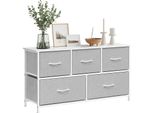 Cassettiera - Mobile Contenitore Con 5 Cassetti - Struttura In Legno Con Cassetti In Tessuto - Moderno - Per Corridoio, Camera Da Letto, Soggiorno - Grigio Chiaro
