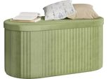Pouf Rotondo In Velluto - Sgabello Contenitore - Pieghevole - Coperchio Imbottito Rimovibile - E1-MDF - Grande - Verde