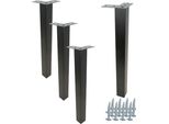 Set Di 4 Gambe Quadrate Per Mobili In Nero Opaco, 40 Cm, In Metallo, Ideali Per Interni Eleganti.