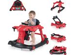 Costway Girello 6 In 1, Girello Con Altezza E Velocità, Girello Con Carillon E Vassoio Per La Pappa, Girello Dai 6 Mesi, Rosso