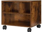Supporto Per Stampante - Carrello Per Stampante - Con Rotelle - Legno - 40 X 35 X 30 Cm - Necessario Il Montaggio - Marrone Rustico