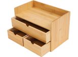 Organizzatore Da Scrivania - Mini Cassettiera Con 3 Cassetti - Bambù - Porta Trucchi E Ufficio - Per Ufficio E Soggiorno