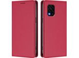 Custodia In Pelle Per Xiaomi Mi 10 Lite, Custodia Magnetica In Finto Cuoio Con Supporto Rosso