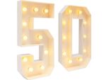 Decorazioni Per Il 50° Compleanno - Lampada Led Con Numero 50 - Numero Luminoso - Decorazioni Per Feste - Bianco