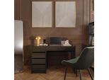 Vicco Scrivania Sherry, 55 X 120 Cm Con Cassetti, Nero Lucido/Oro