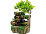 Fontana Da Interno - Fontana Da Tavolo - Illuminazione Led - Cascata - Resina - 18×15×30 Cm - Verde