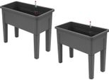 Fioriere Rialzate Per Esterni - Letti Rialzati Rettangolari - Set Di 2 - Per Fiori Ed Erbe Aromatiche - Grigio Chiaro