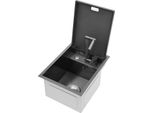 Lavello Da Cucina - Monovasca Sottotop - Acciaio Inox 304 - Con Rubinetto - 1 Foro - 45 X 35 X 21 Cm - Grigio Scuro