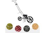 Seminatrice E Spandiconcime - Spinta A Mano - Profondità Di Semina Regolabile 5-40 Mm - Alluminio - 3,8 Kg - 96×31,3×95 Cm - Argento